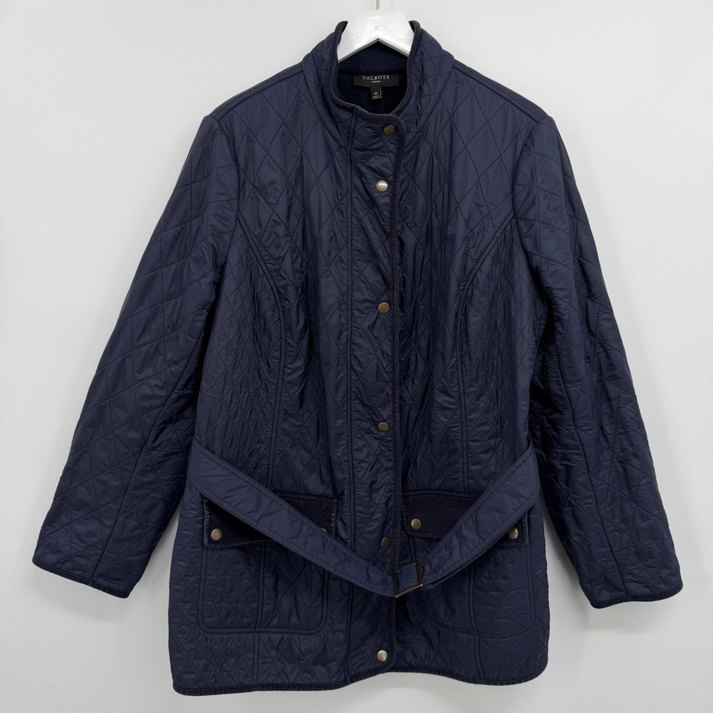 Talbots Quilted Barn Jacket Coat Plus Size 2X Corduroy Trim Pockets Equestrian